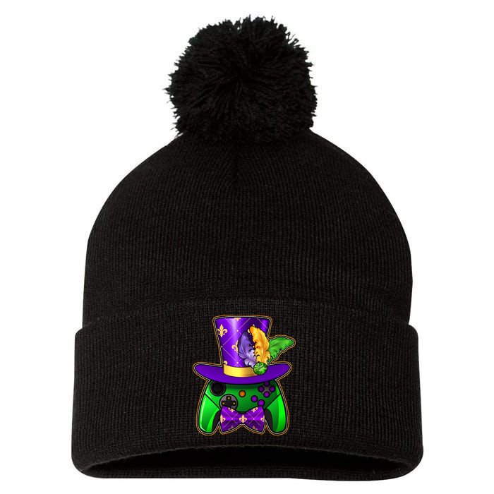 Funny Cool Mardi Gras Video Game Controller Gamer Pom Pom 12in Knit Beanie