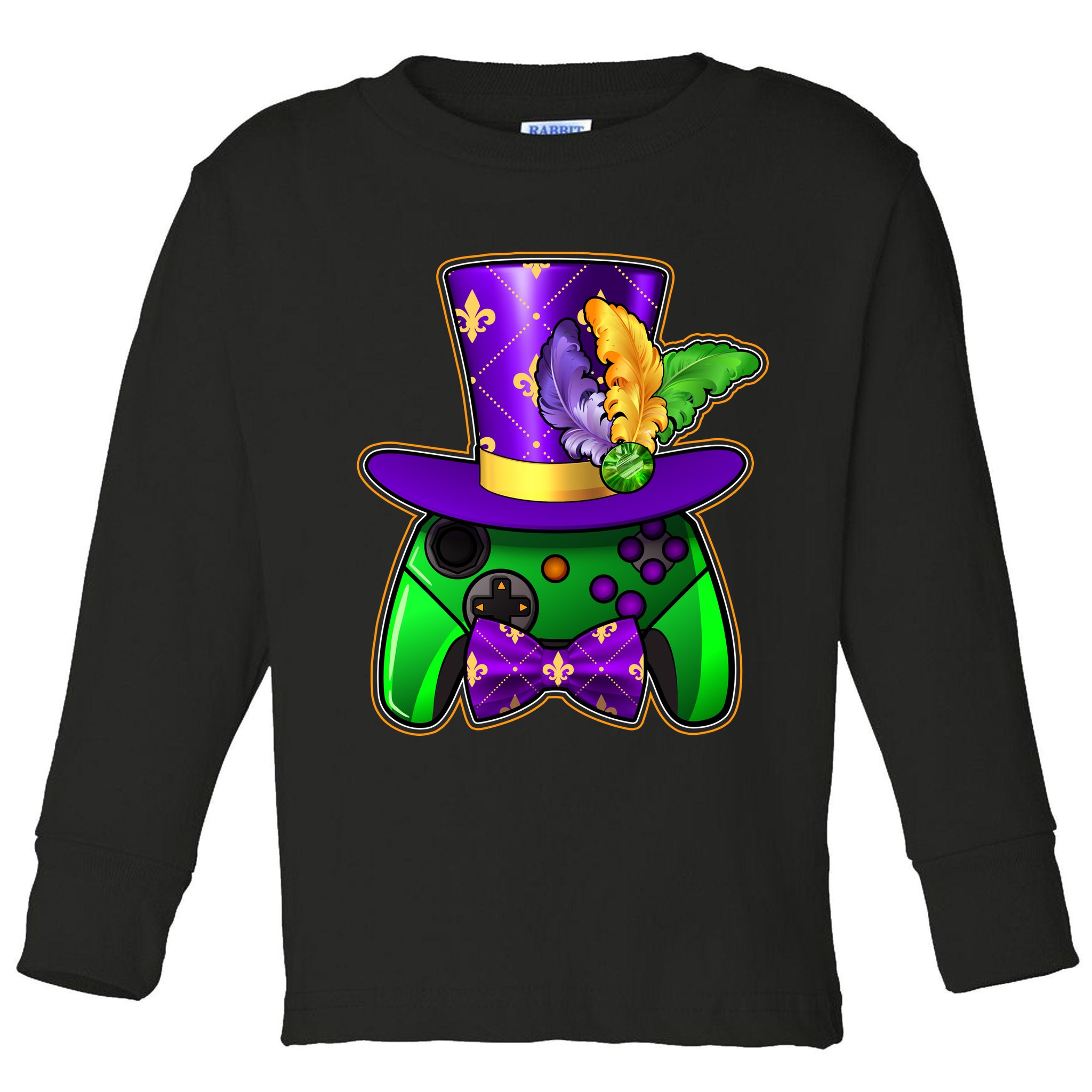 Funny Cool Mardi Gras Video Game Controller Gamer Toddler Long Sleeve Shirt