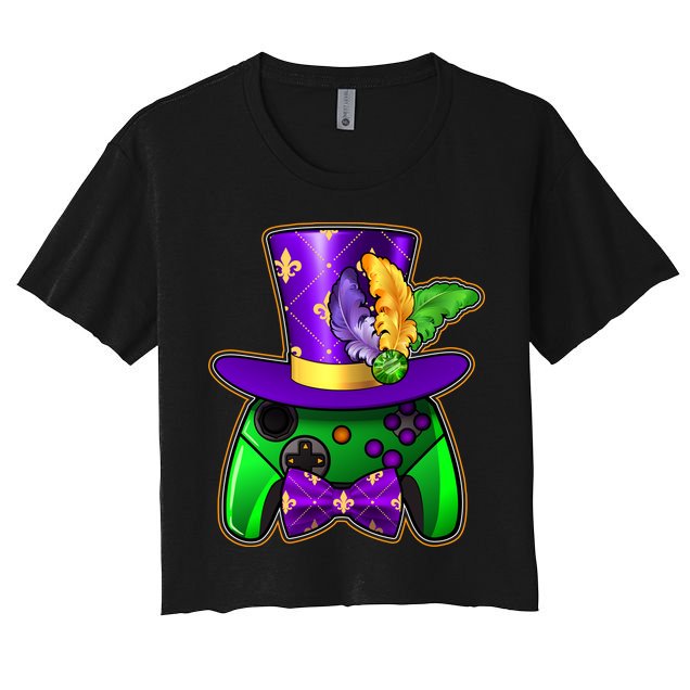 Funny Cool Mardi Gras Video Game Controller Gamer Crop Top