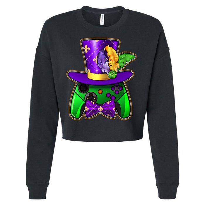 Funny Cool Mardi Gras Video Game Controller Gamer Cropped Pullover Crew
