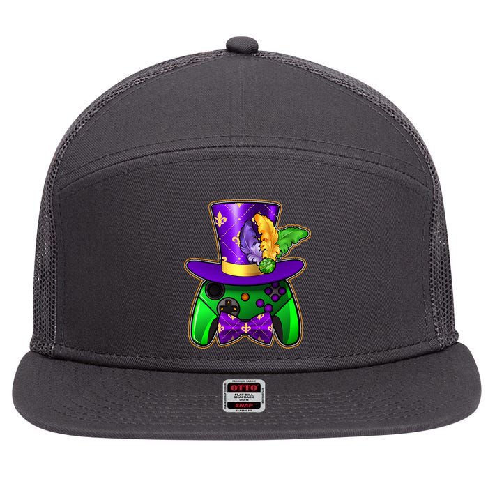 Funny Cool Mardi Gras Video Game Controller Gamer 7 Panel Mesh Trucker Snapback Hat