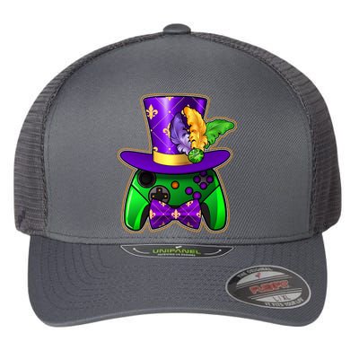 Funny Cool Mardi Gras Video Game Controller Gamer Flexfit Unipanel Trucker Cap