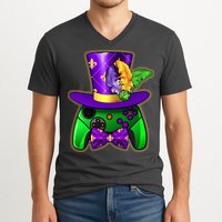 Funny Cool Mardi Gras Video Game Controller Gamer V-Neck T-Shirt