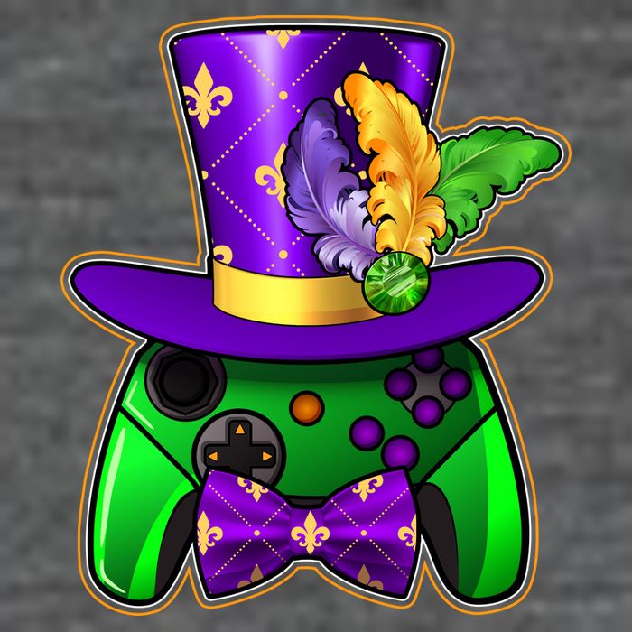 Funny Cool Mardi Gras Video Game Controller Gamer Button