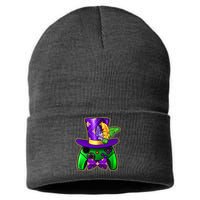 Funny Cool Mardi Gras Video Game Controller Gamer Sustainable Knit Beanie