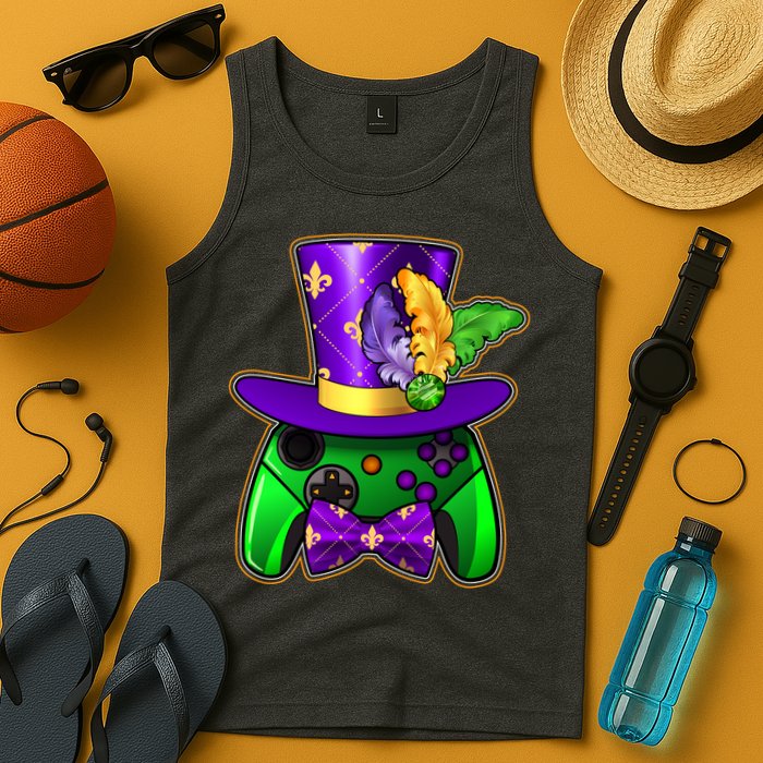 Funny Cool Mardi Gras Video Game Controller Gamer Tank Top