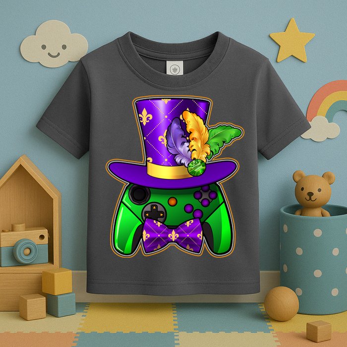 Funny Cool Mardi Gras Video Game Controller Gamer Toddler T-Shirt