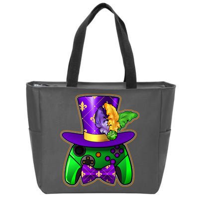 Funny Cool Mardi Gras Video Game Controller Gamer Zip Tote Bag