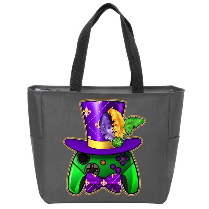 Funny Cool Mardi Gras Video Game Controller Gamer Zip Tote Bag