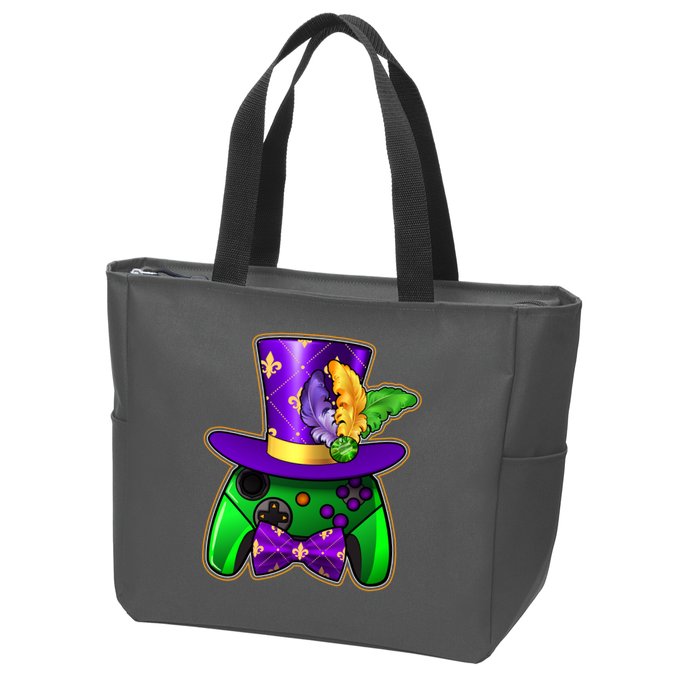 Funny Cool Mardi Gras Video Game Controller Gamer Zip Tote Bag