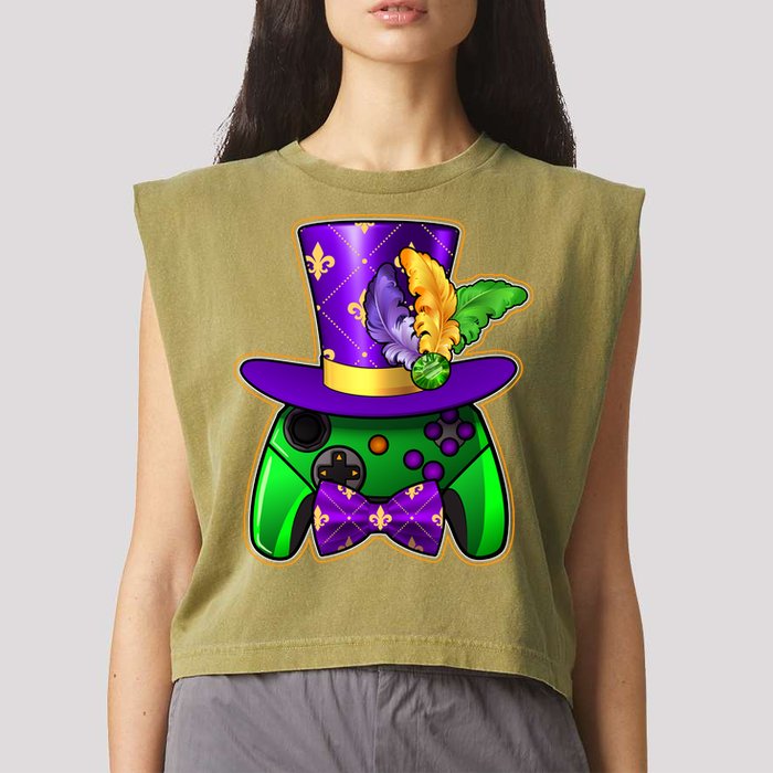 Funny Cool Mardi Gras Video Game Controller Gamer Garment-Dyed Women's Muscle Tee