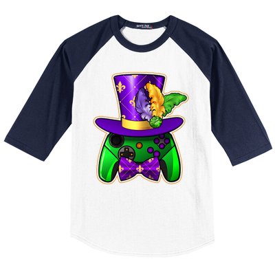 Funny Cool Mardi Gras Video Game Controller Gamer Baseball Sleeve Shirt