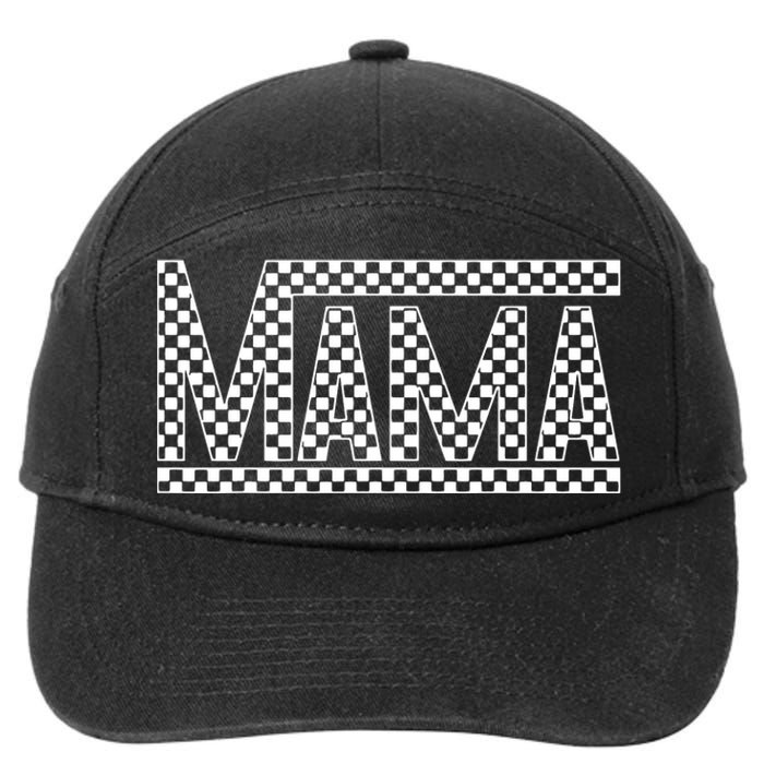 Funny Checkered Mama Black White Gift Women 7-Panel Snapback Hat