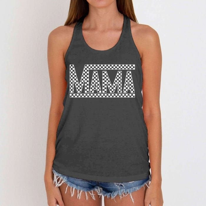 Funny Checkered Mama Black White Gift Women Women's Knotted Racerback Tank