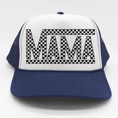 Funny Checkered Mama Black White Gift Women Trucker Hat