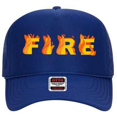 FIRE Couple Matching DIY Last Minute Halloween Party Costume High Crown Mesh Back Trucker Hat