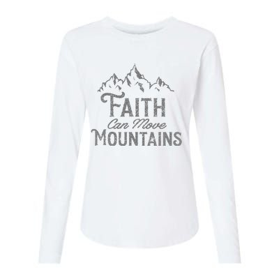 Faith Can Move Mountains Bible Verse Religious Womens Cotton Relaxed Long Sleeve T-Shirt