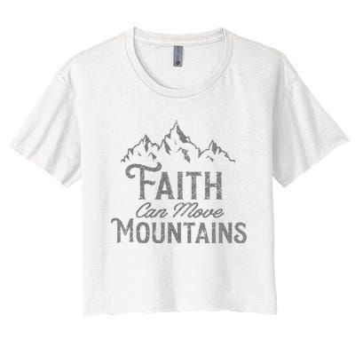 Faith Can Move Mountains Bible Verse Religious Women's Crop Top Tee