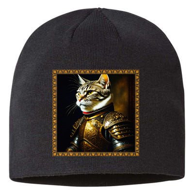 Funny Cat Medieval Portrait Renaissance Oil Painting Pet Sustainable Beanie