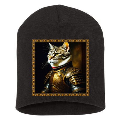 Funny Cat Medieval Portrait Renaissance Oil Painting Pet Short Acrylic Beanie