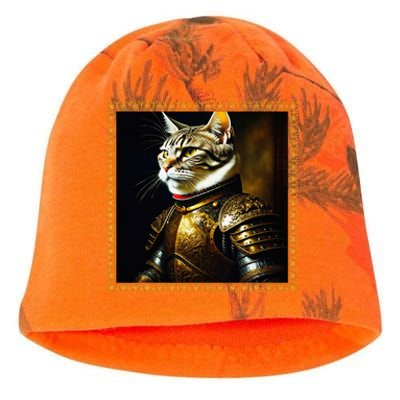 Funny Cat Medieval Portrait Renaissance Oil Painting Pet Kati - Camo Knit Beanie