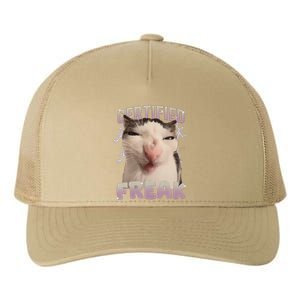 Funny Cat Meme Certified Freak Eat Cement Cursed Cat Yupoong Adult 5-Panel Trucker Hat