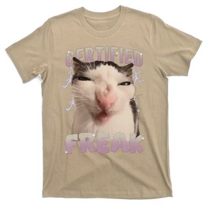 Funny Cat Meme Certified Freak Eat Cement Cursed Cat T-Shirt