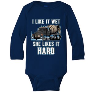 Funny Concrete Mixer - Cement Mixer Truck Driver Present Baby Long Sleeve Bodysuit