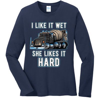 Funny Concrete Mixer - Cement Mixer Truck Driver Present Ladies Long Sleeve Shirt