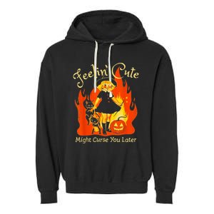 Feeling Cute Might Curse You Later Cute Witch Garment-Dyed Fleece Hoodie