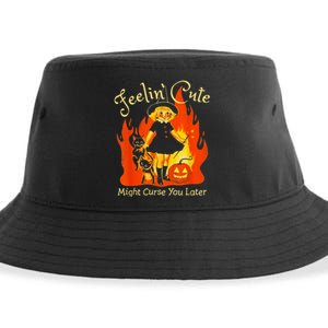 Feeling Cute Might Curse You Later Cute Witch Sustainable Bucket Hat