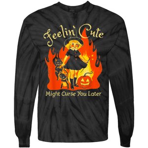 Feeling Cute Might Curse You Later Cute Witch Tie-Dye Long Sleeve Shirt