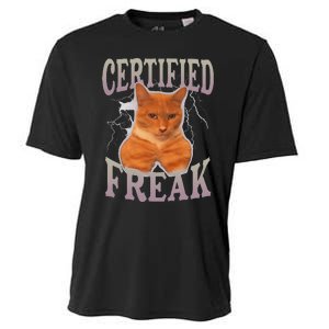 Funny Cat Meme Certified Freak Eat Cement Cursed Cat Cooling Performance Crew T-Shirt