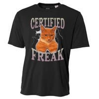 Funny Cat Meme Certified Freak Eat Cement Cursed Cat Cooling Performance Crew T-Shirt