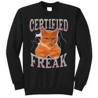 Funny Cat Meme Certified Freak Eat Cement Cursed Cat Sweatshirt