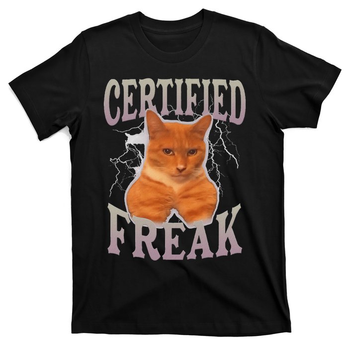 Funny Cat Meme Certified Freak Eat Cement Cursed Cat T-Shirt