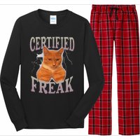 Funny Cat Meme Certified Freak Eat Cement Cursed Cat Long Sleeve Pajama Set