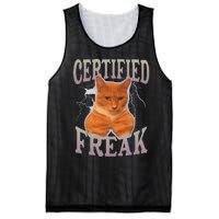 Funny Cat Meme Certified Freak Eat Cement Cursed Cat Mesh Reversible Basketball Jersey Tank