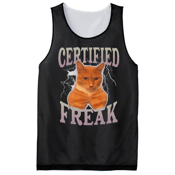 Funny Cat Meme Certified Freak Eat Cement Cursed Cat Mesh Reversible Basketball Jersey Tank