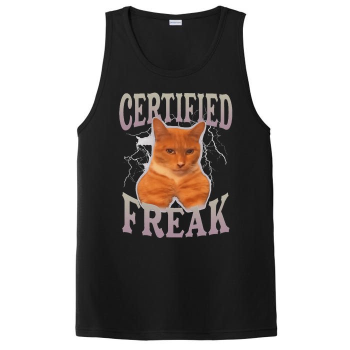 Funny Cat Meme Certified Freak Eat Cement Cursed Cat PosiCharge Competitor Tank