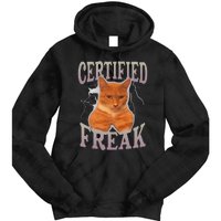 Funny Cat Meme Certified Freak Eat Cement Cursed Cat Tie Dye Hoodie