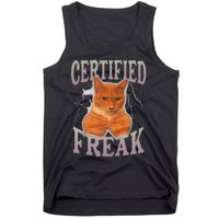 Funny Cat Meme Certified Freak Eat Cement Cursed Cat Tank Top