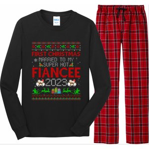 First Christmas Married To My Super Hot Fiancee Ugly Sweater Cute Gift Long Sleeve Pajama Set