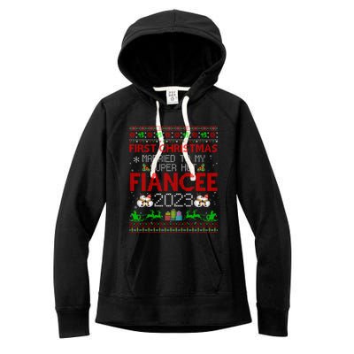 First Christmas Married To My Super Hot Fiancee Ugly Sweater Cute Gift Women's Fleece Hoodie