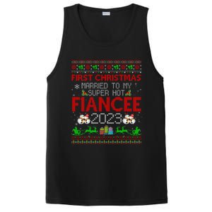 First Christmas Married To My Super Hot Fiancee Ugly Sweater Cute Gift PosiCharge Competitor Tank