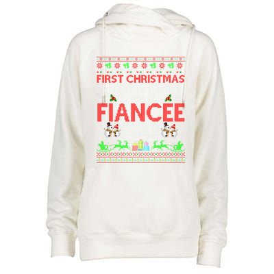 First Christmas Married To My Super Hot Fiancee Ugly Sweater Cute Gift Womens Funnel Neck Pullover Hood