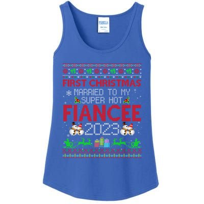 First Christmas Married To My Super Hot Fiancee Ugly Sweater Cute Gift Ladies Essential Tank