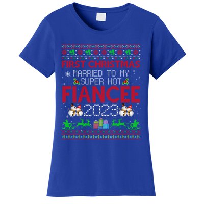 First Christmas Married To My Super Hot Fiancee Ugly Sweater Cute Gift Women's T-Shirt