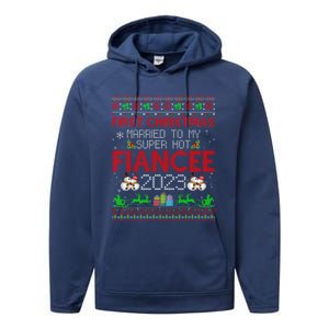 First Christmas Married To My Super Hot Fiancee Ugly Sweater Cute Gift Performance Fleece Hoodie