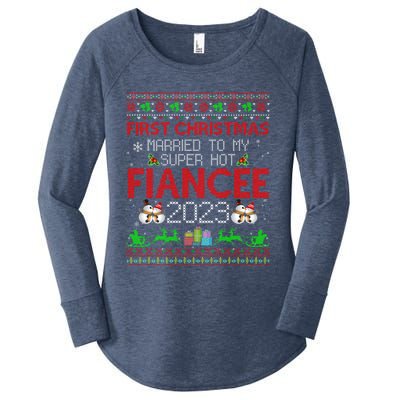 First Christmas Married To My Super Hot Fiancee Ugly Sweater Cute Gift Women's Perfect Tri Tunic Long Sleeve Shirt